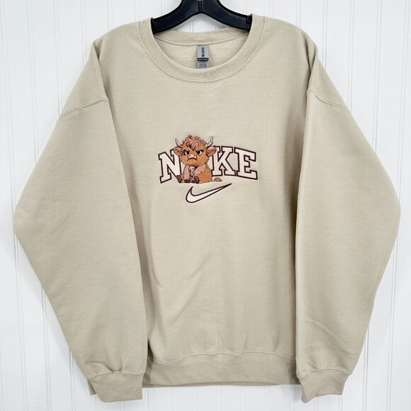 Nike Grumpy Highland Cow Embroidered Unisex Crewneck Sweatshirt - Picture 5 of 11